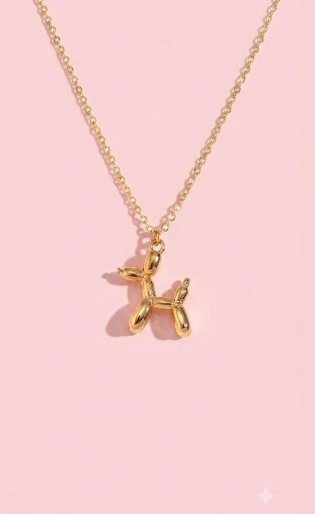 18K Gold Plated Balloon Dog Necklace, Minimalist Puppy Pendant, Animal Jewelry