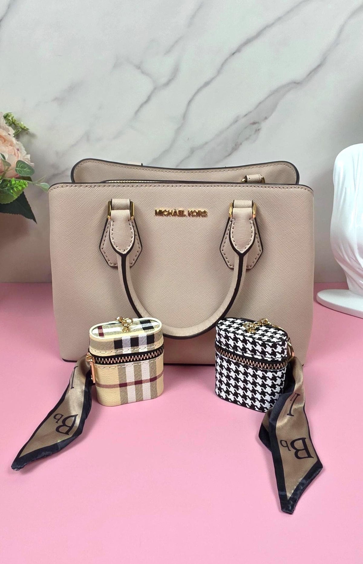 Mini Coin Purse Keychain, AirPods Case, Cute Zipper Coin Bag, Plaid & Houndstooth Pouch, Purse Charm, Gift for Women