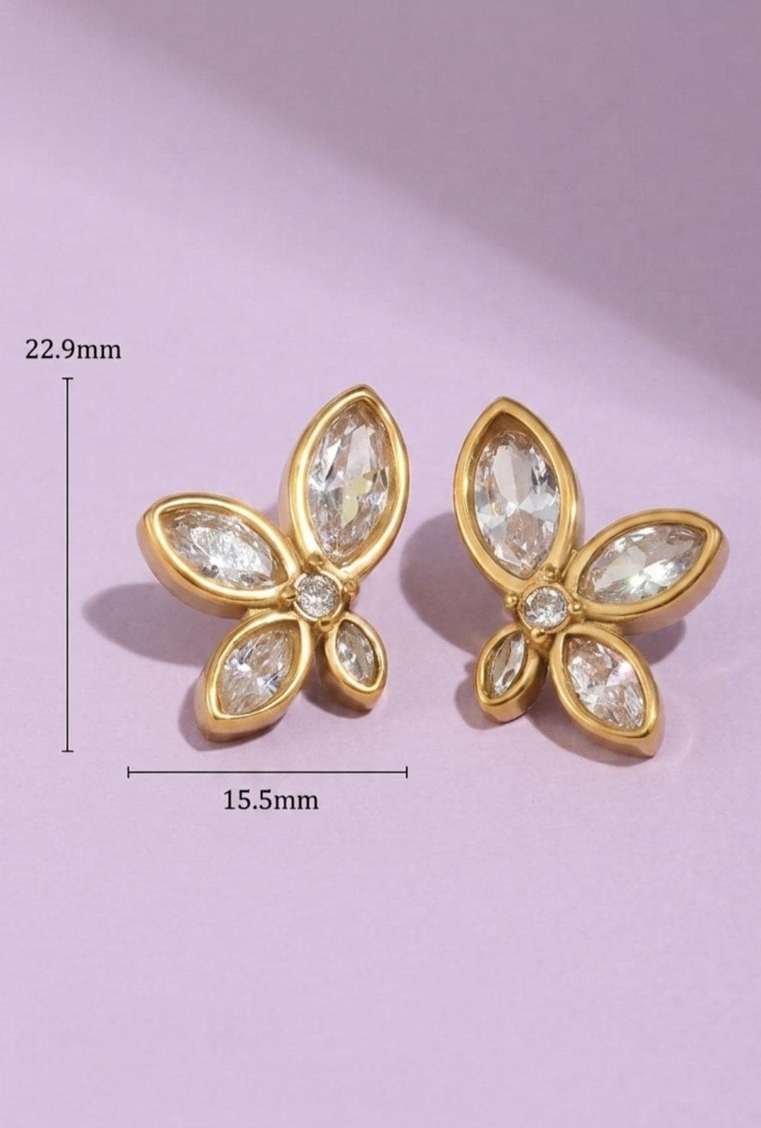 Lily Flower Earrings, 18K Gold Plated Zircon Stud Earrings, Floral Crystal Earrings, Dainty Jewelry Gift for Women