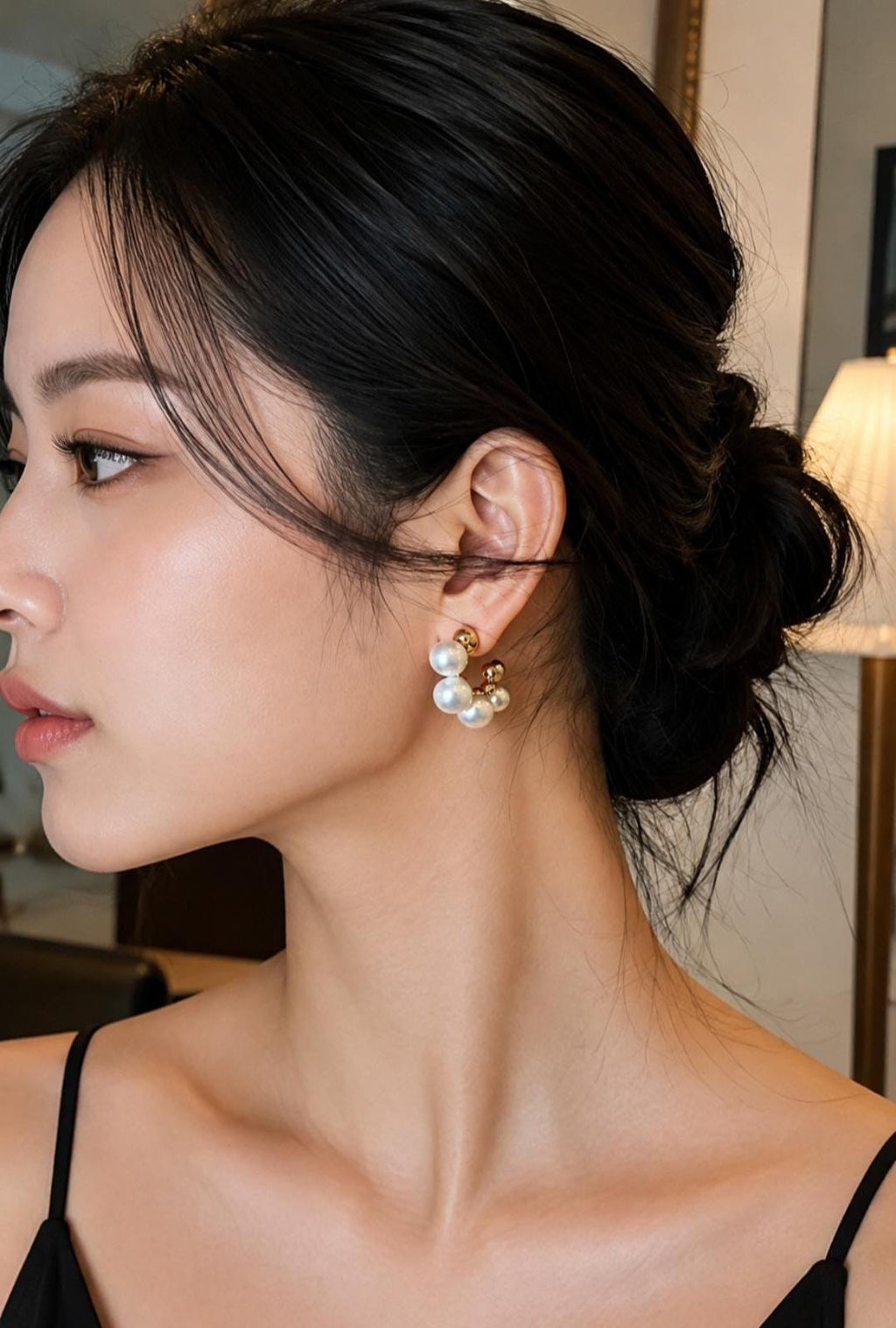 Pearl Hoop Earrings, 18K Gold Plated Stainless Steel Pearl Earrings, Minimalist Hoop Studs, Waterproof Gift for Women