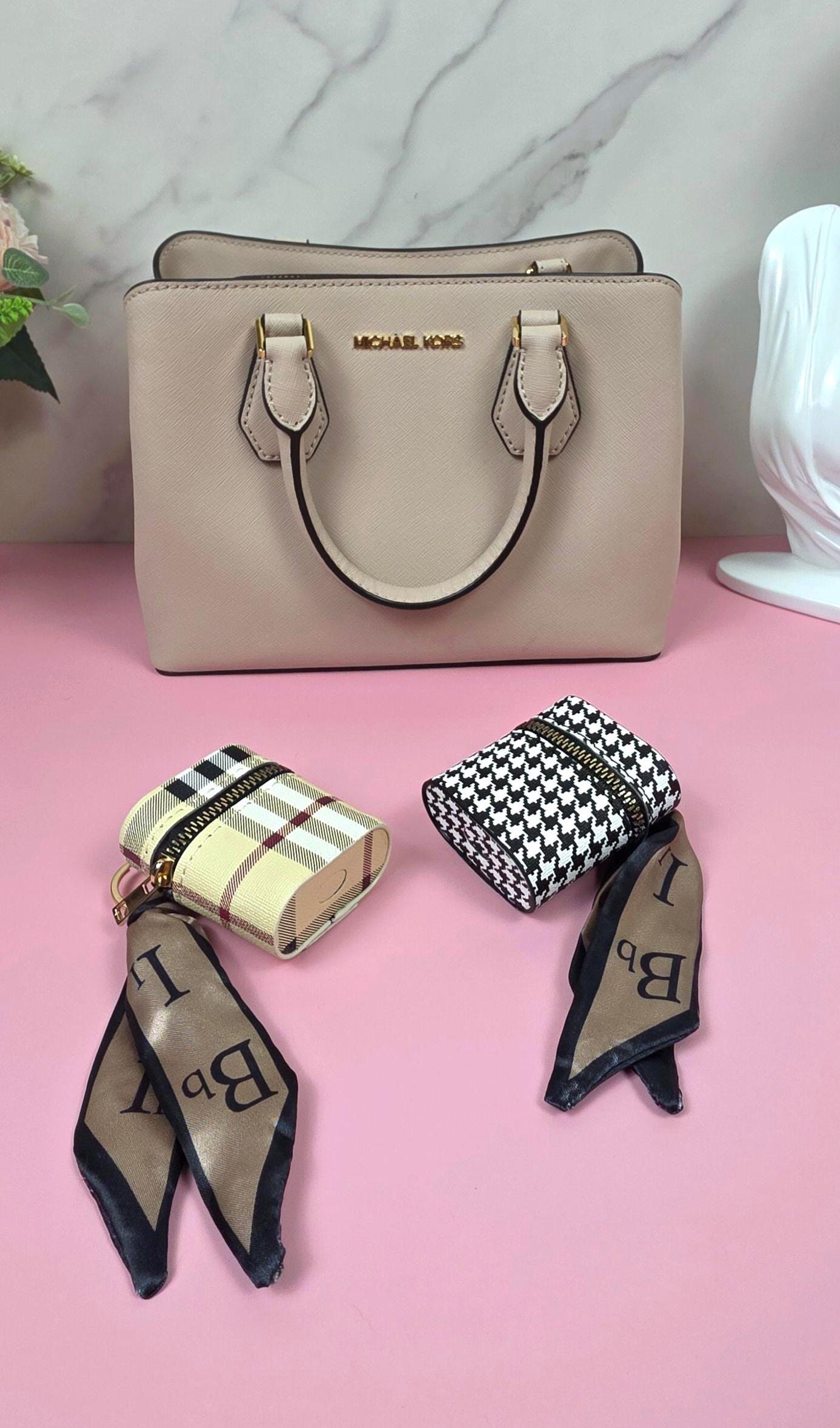 Mini Coin Purse Keychain, AirPods Case, Cute Zipper Coin Bag, Plaid & Houndstooth Pouch, Purse Charm, Gift for Women