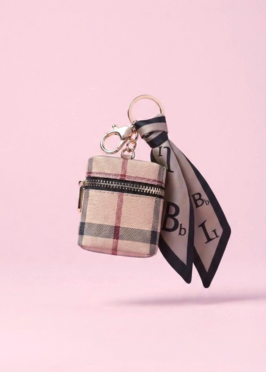 Mini Coin Purse Keychain, AirPods Case, Cute Zipper Coin Bag, Plaid & Houndstooth Pouch, Purse Charm, Gift for Women
