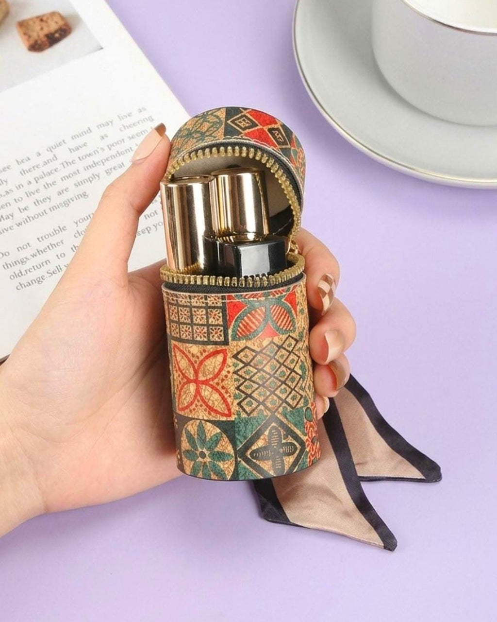 Ethnic Coin Purse Keychain, Vegan Leather Coin Pouch, Zipper Wallet Charm, AirPods Case, Purse Accessory, Gift for Women