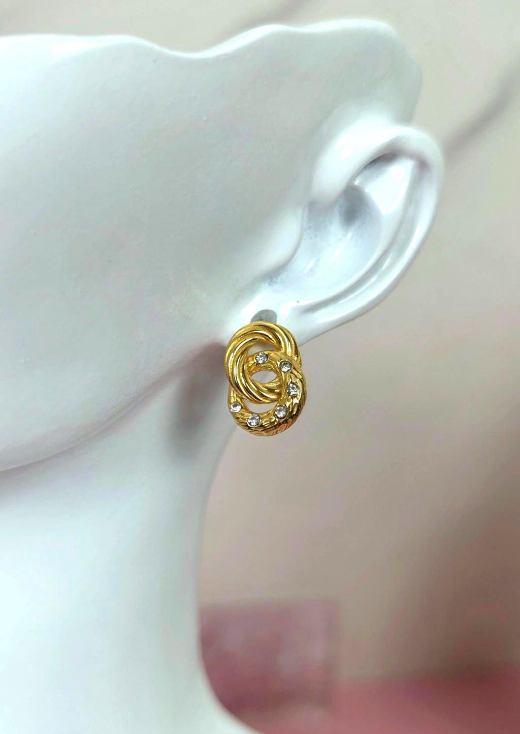 Gold Knot Stud Earrings, Cubic Zirconia Earrings, 18K Gold Plated Stainless Steel, Waterproof Hypoallergenic Earrings Gift for Women
