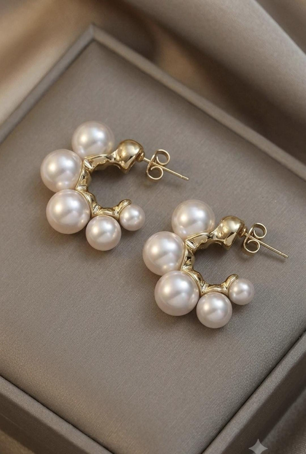 Pearl Hoop Earrings, 18K Gold Plated Stainless Steel Pearl Earrings, Minimalist Hoop Studs, Waterproof Gift for Women