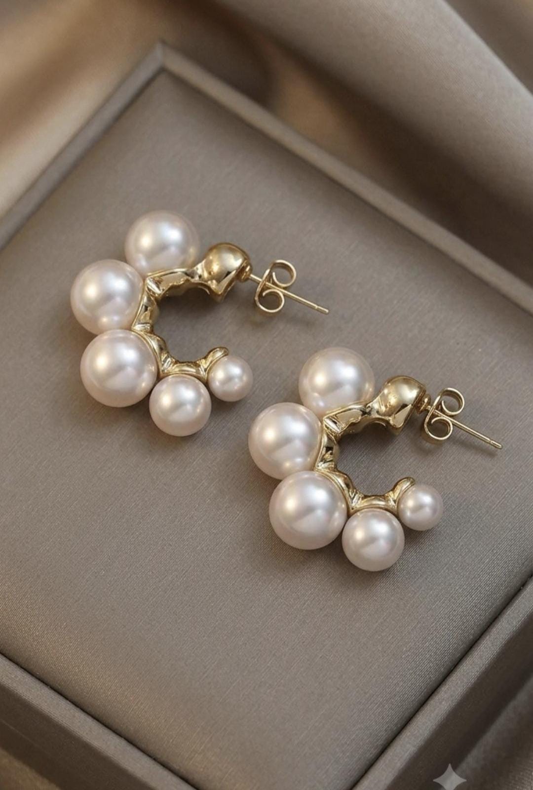 Pearl Hoop Earrings, 18K Gold Plated Stainless Steel Pearl Earrings, Minimalist Hoop Studs, Waterproof Gift for Women