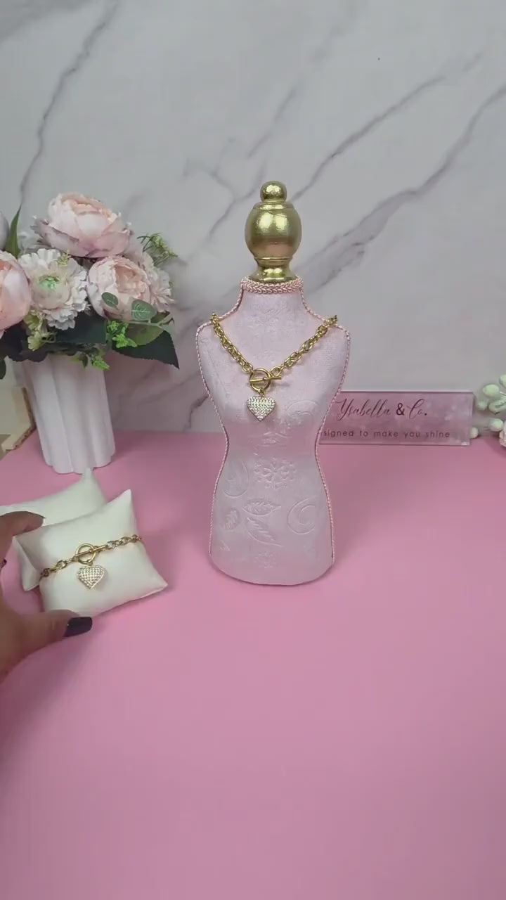 Francesca Set | 18K Gold Plated Heart Charm Necklace and Bracelet Set
