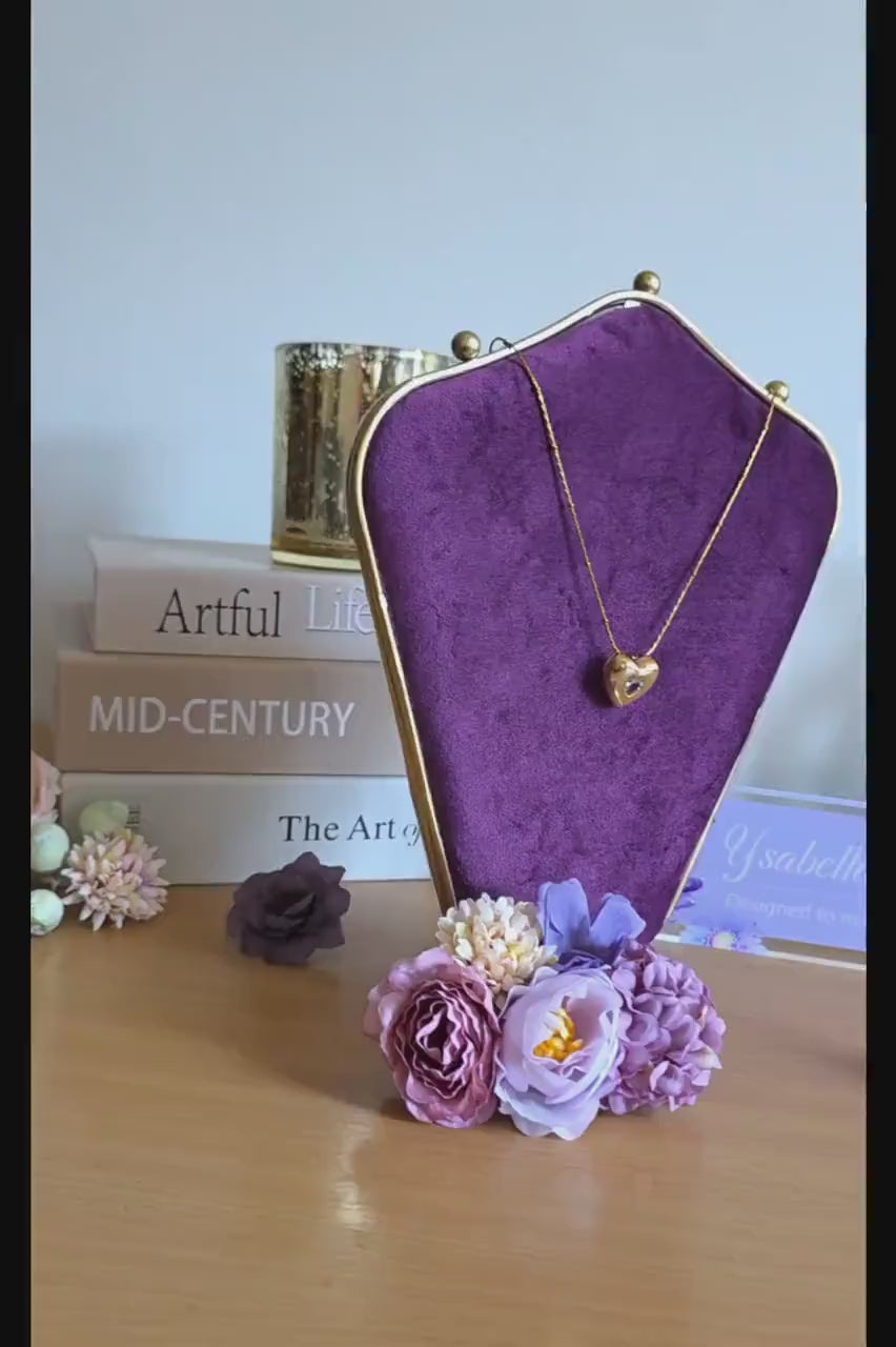 Gold Plated Heart Pendant Necklace, Cubic Zirconia, Tarnish Resistant Link Chain