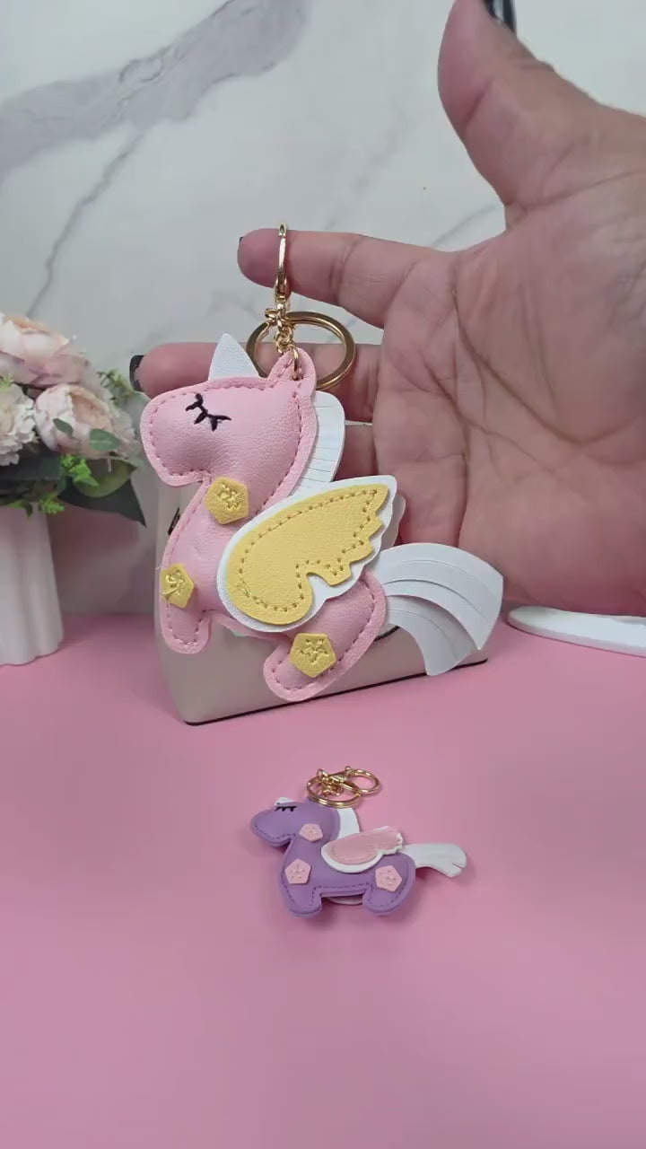 Unicorn Keychain, Vegan Leather