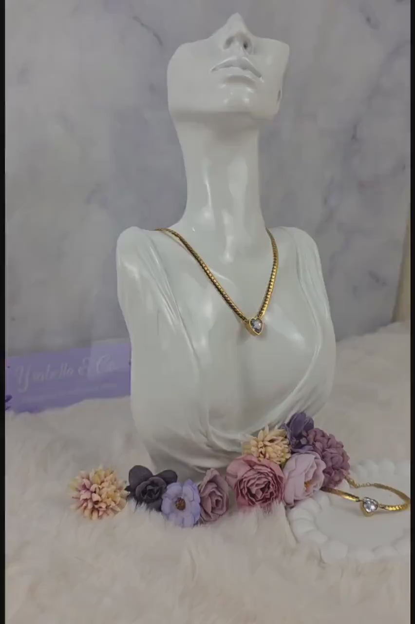 18K Gold Plated Stainless Steel Necklace Bracelet Set | Dainty Layered Jewelry, Hypoallergenic, Tarnish Resistant